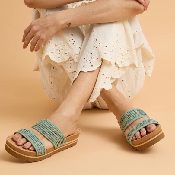 Reef Shoes - Reef Women's Teal Green Slide Sandals